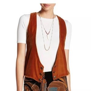 Free People Burnt Orange Velvet Vest Size XS